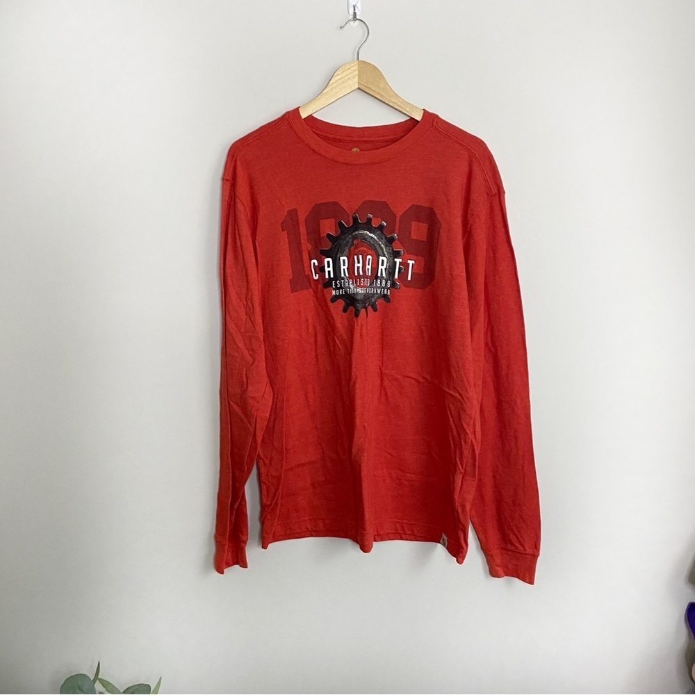 [Carhartt] Men's Orange & Red Long Sleeve Crewneck T-shirt
